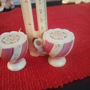 Pink and Gold Striped Salt N Pepper Shakers